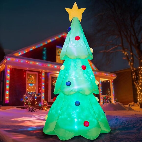 GIANT 9 Ft LED Inflatable Christmas Tree Multicolor Lights Up Yard Decor NEW - Picture 1 of 6